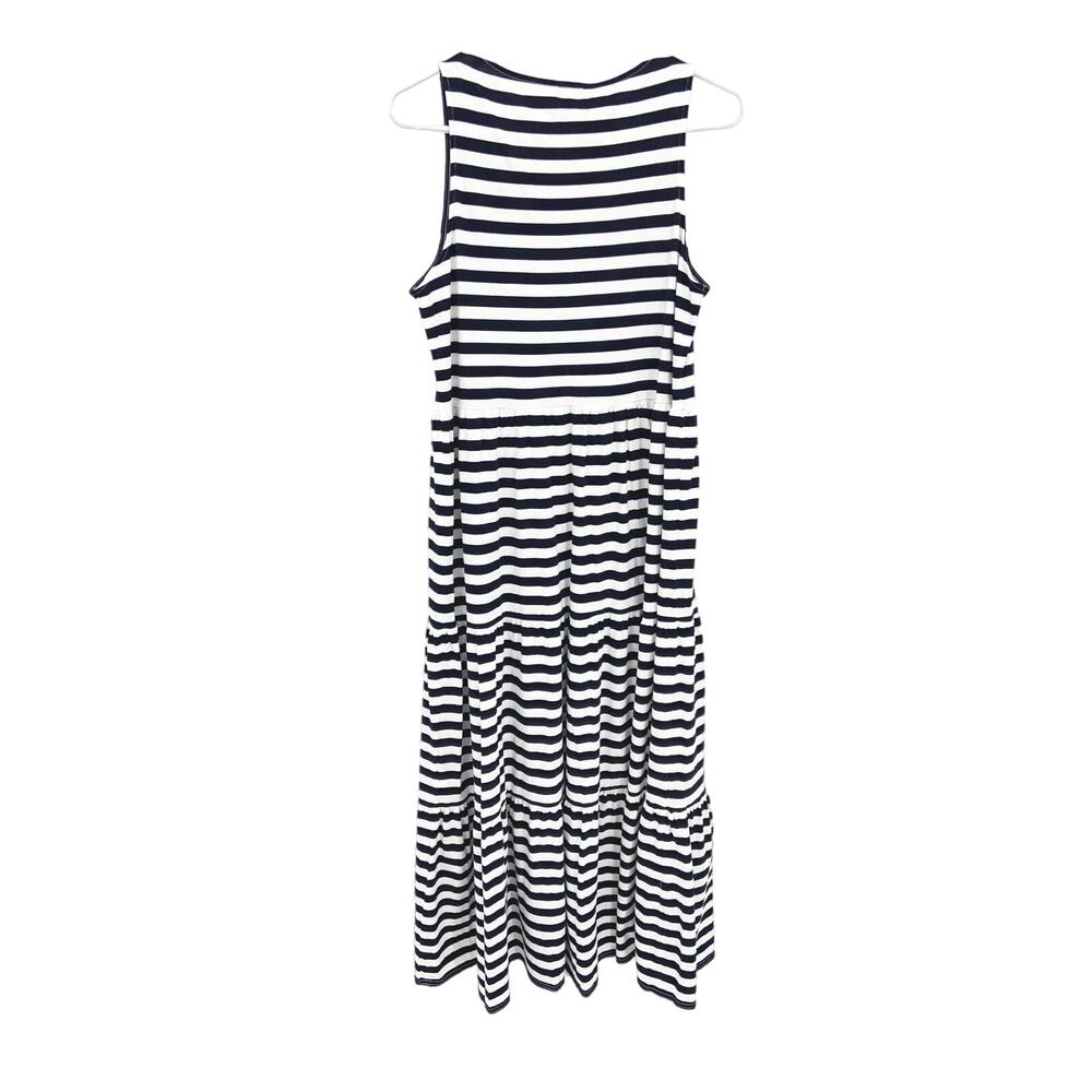 J. Crew Black White Striped Sleeveless Maxi Dress Size M - Picture 4 of 8